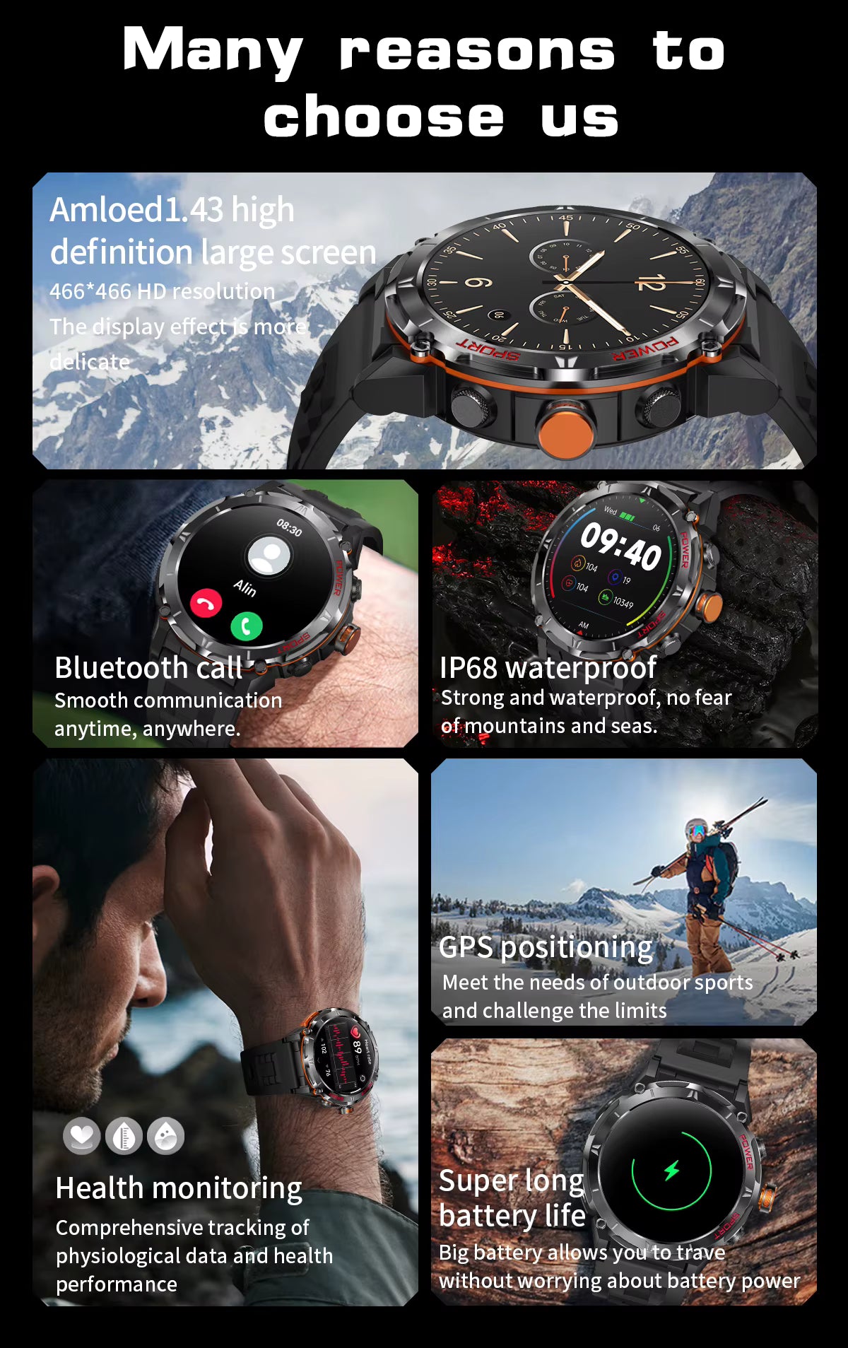 GPS25 Nemesis smart watch with vintage leather cuff band