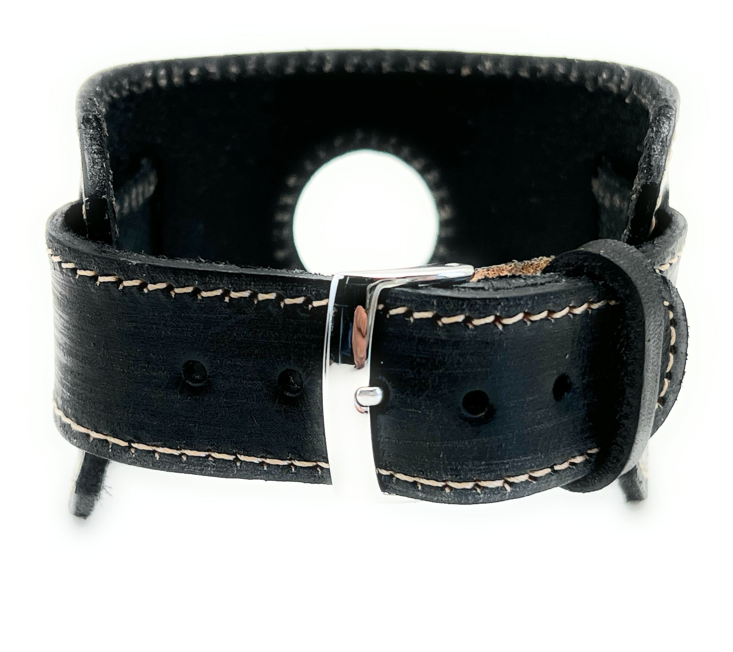 Nemesis VKA smart watch Vintage brown leather cuff band with conector