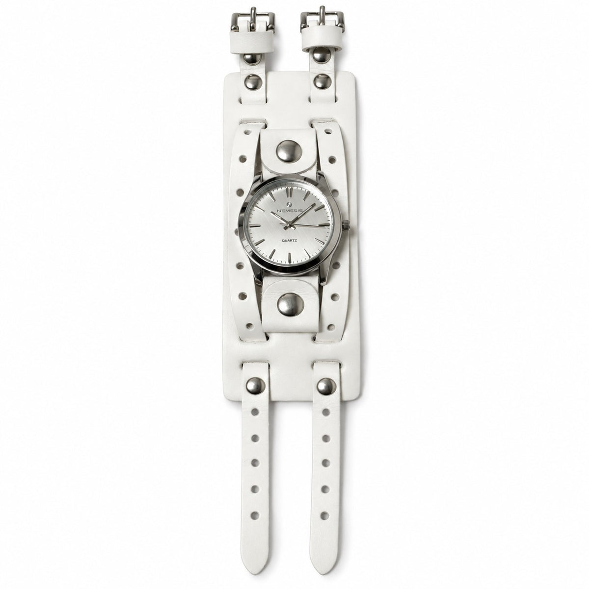 WLWB233S Gala ladies silver watch with Red 2 straps detail leather cuff band