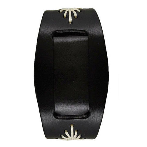 Junior Size Black Diamond Stitched Leather Cuff Band 20mm BF