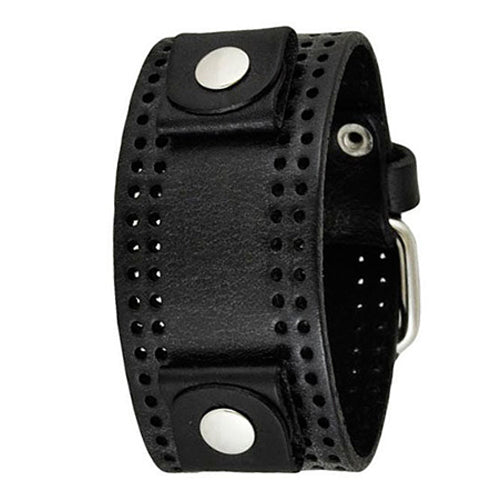 Leather Cuff Mens Wrist Watch Straps Watch Strap Black Leather