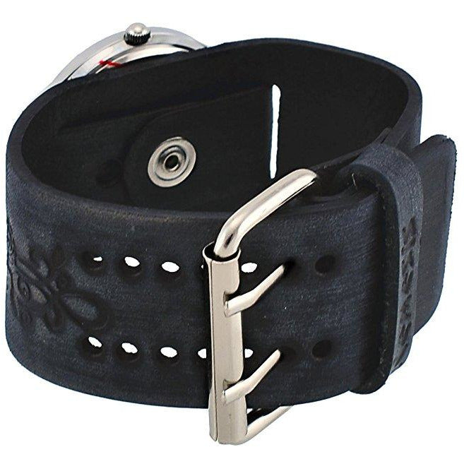 Ladies Black Watch with Floral Distressed Black