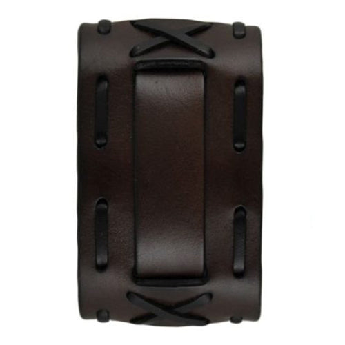 Dark Brown with Black Wide X Leather Watch Cuff Band DBTWXB