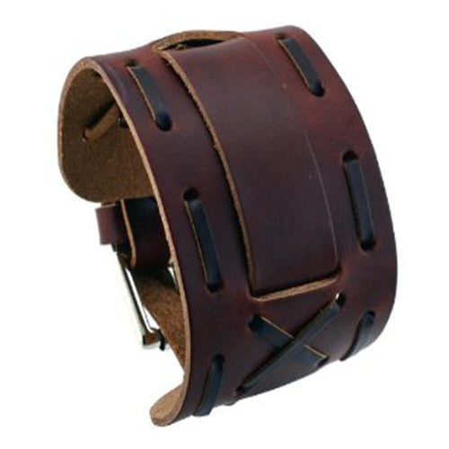 Dark Brown Wide X Leather Cuff Band DBWXB