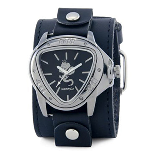 Black Dragon Watch with Single Stitched Black Leather Cuff Band