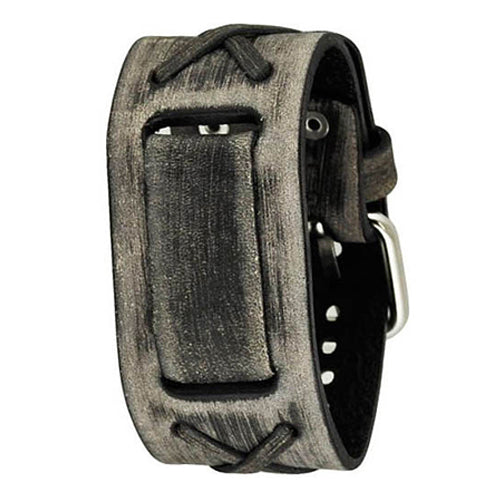 Faded Grey X Leather Cuff Watch Band 22mm FXB