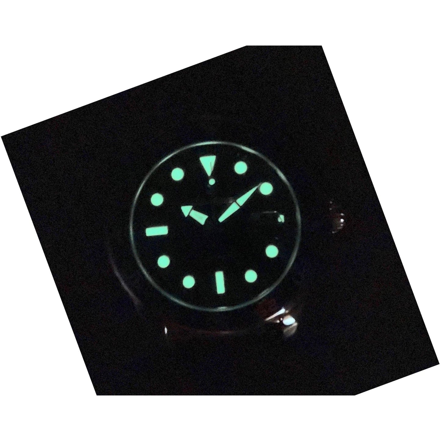 Moonwalker Luminous Black Diver with Perforated Black Leather Cuff