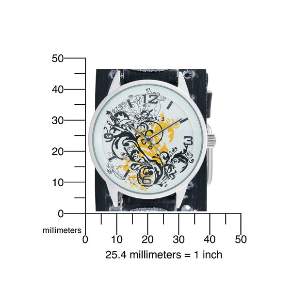 Plant Art Ladies Yellow Watch with Leather Cuff