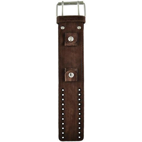 Teardrop Silver Watch with Distressed Brown Leather Wide Cuff