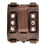 Groovy Black Watch with Ring Distressed Dark Brown Leather Triple Strap Cuff BFWB096K