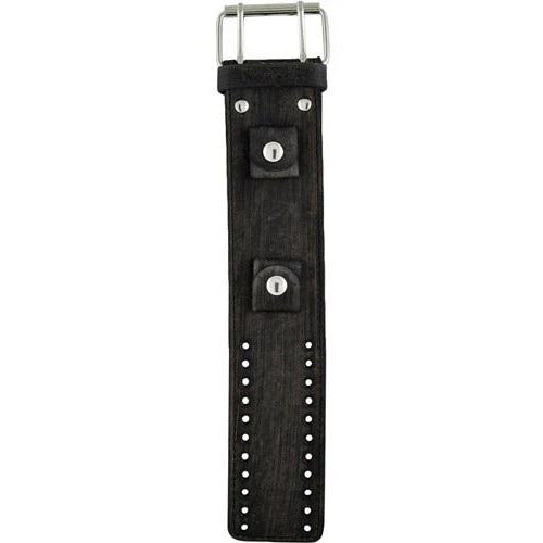 Black Watch with Stitched Wide Leather Watch Bands