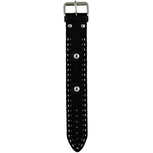 Classic Black Watch with Double White/Grey Stitched Brown Leather Cuff