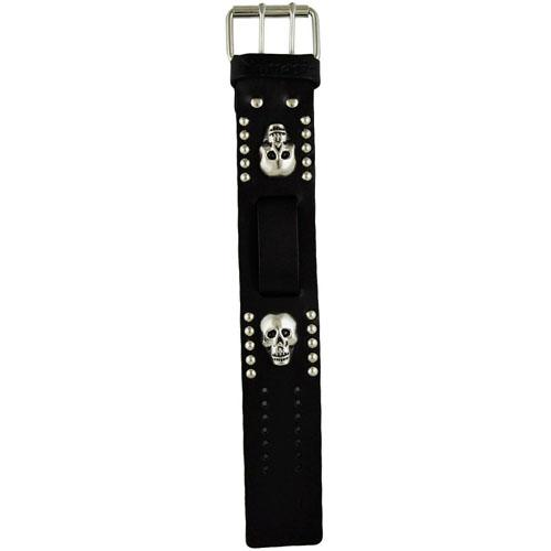 Skull Black Watch with Skull Studded Black Leather Cuff