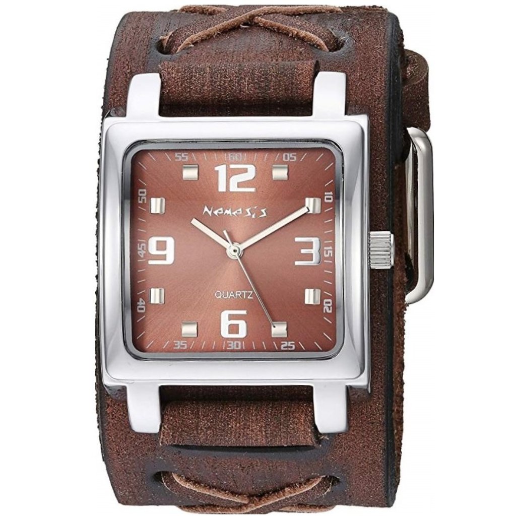 Mens Wide Watch Lite SQ Brown Watch With X Distressed Brown