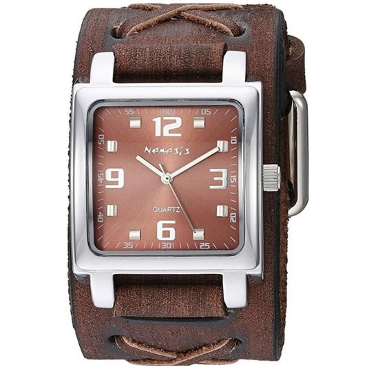 Lite SQ Brown Watch with X Distressed Brown Leather Cuff