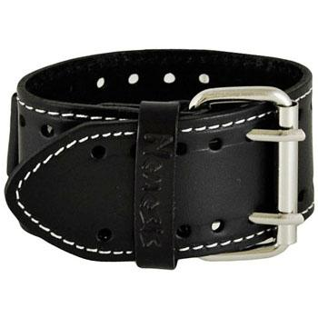 Gradient Pointium Diamond Cut Black Watch with White Stitched Black Leather Cuff