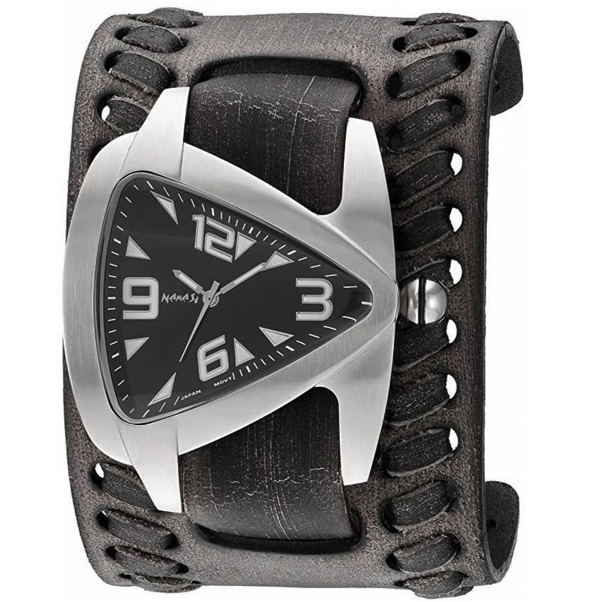 Black leather cuff discount watch