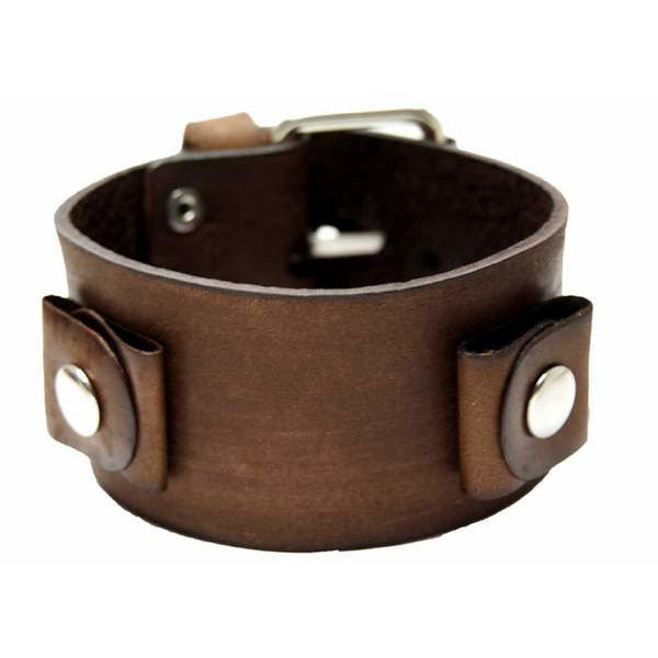 Gala Ladies Silver Watch with Dark Brown Leather Cuff