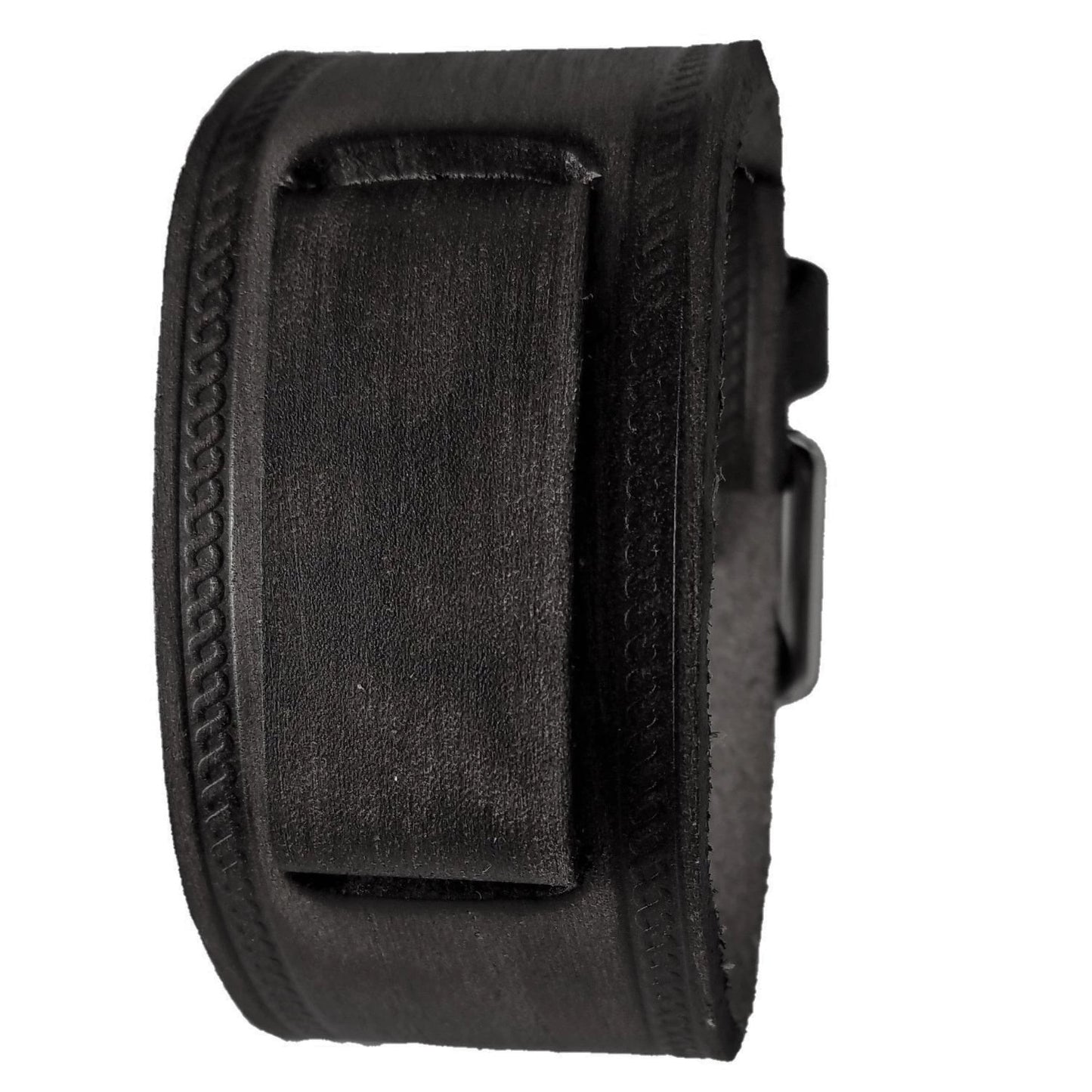 Weaved Distressed Black Leather Cuff