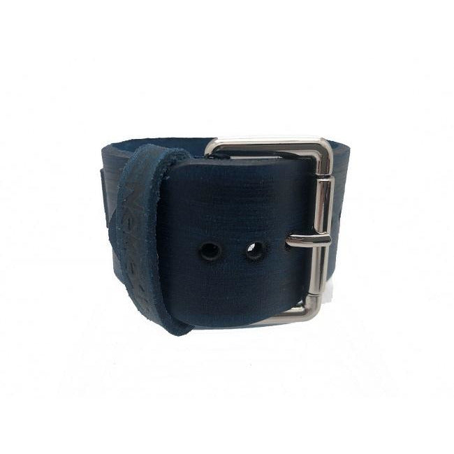 Distressed Blue Leather Ladies Cuff VLGB