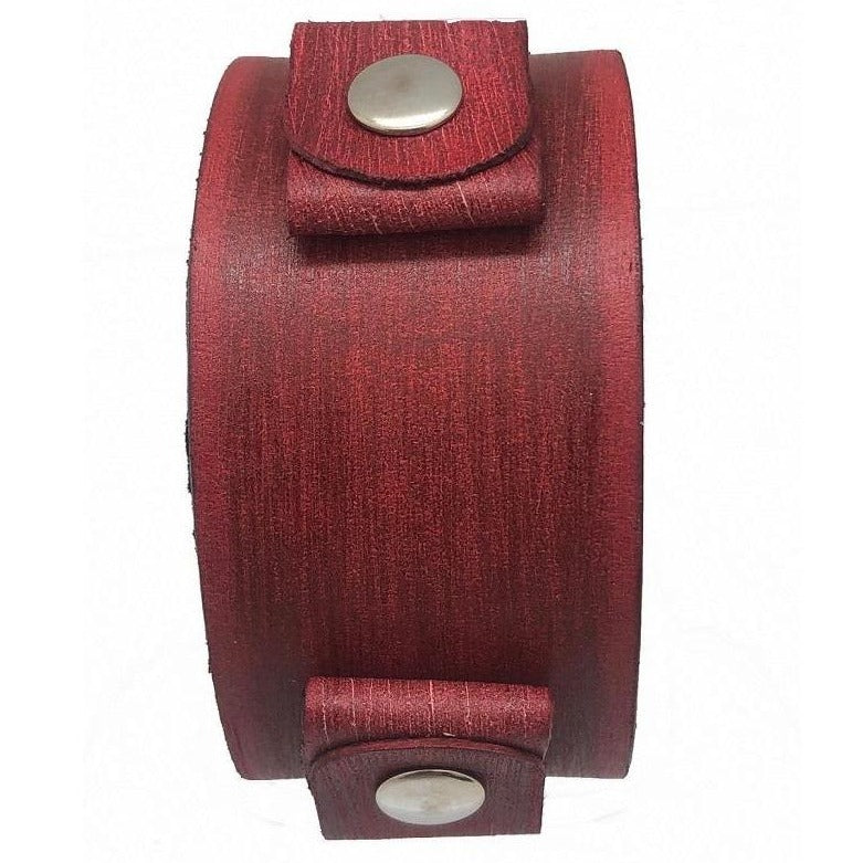 Distressed Red Leather Ladies Cuff