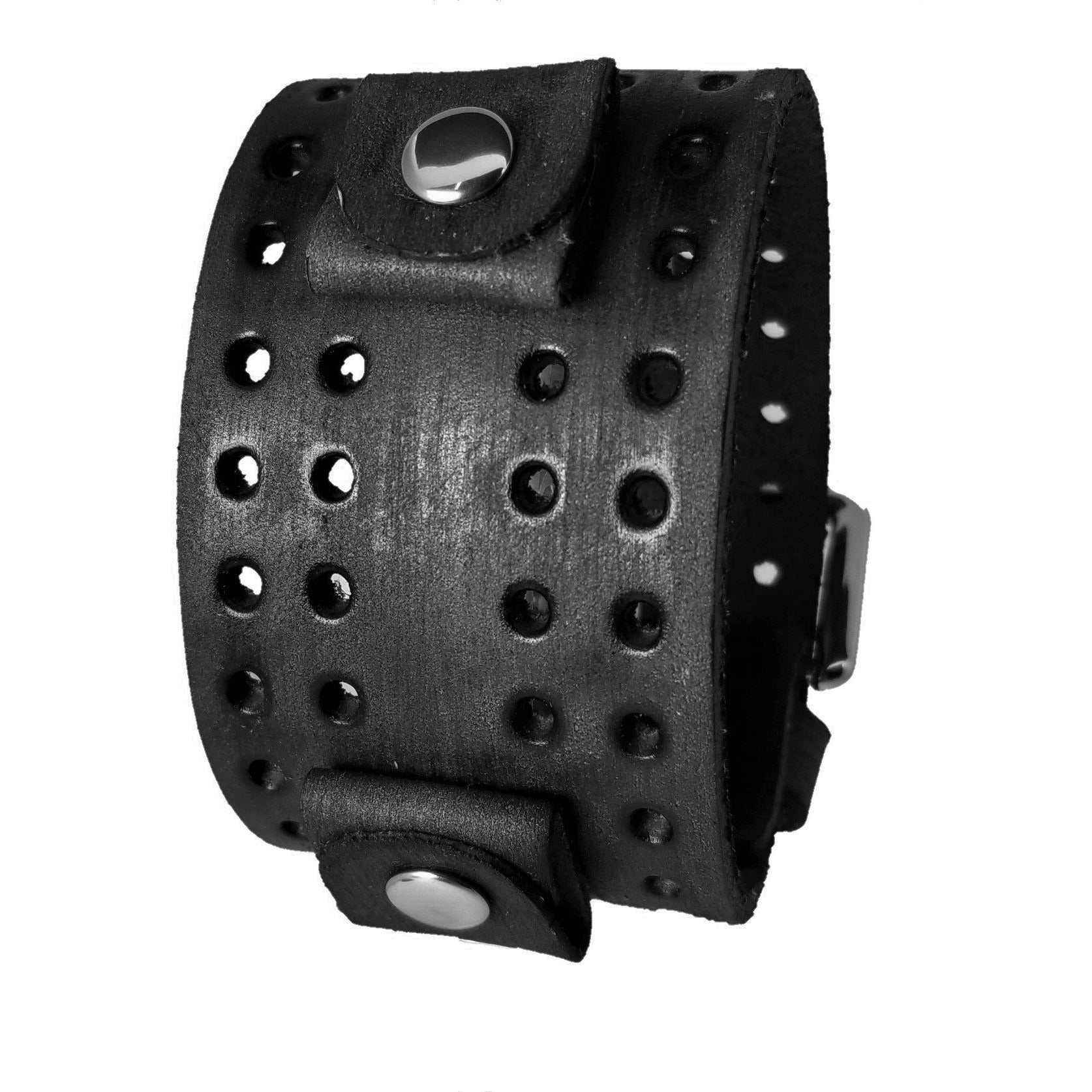 Black Leather Wide Cuff