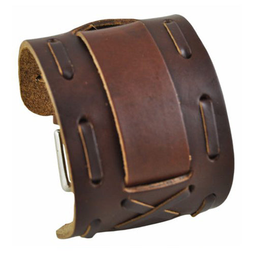 Brown Wide X Leather Cuff Band BWXB