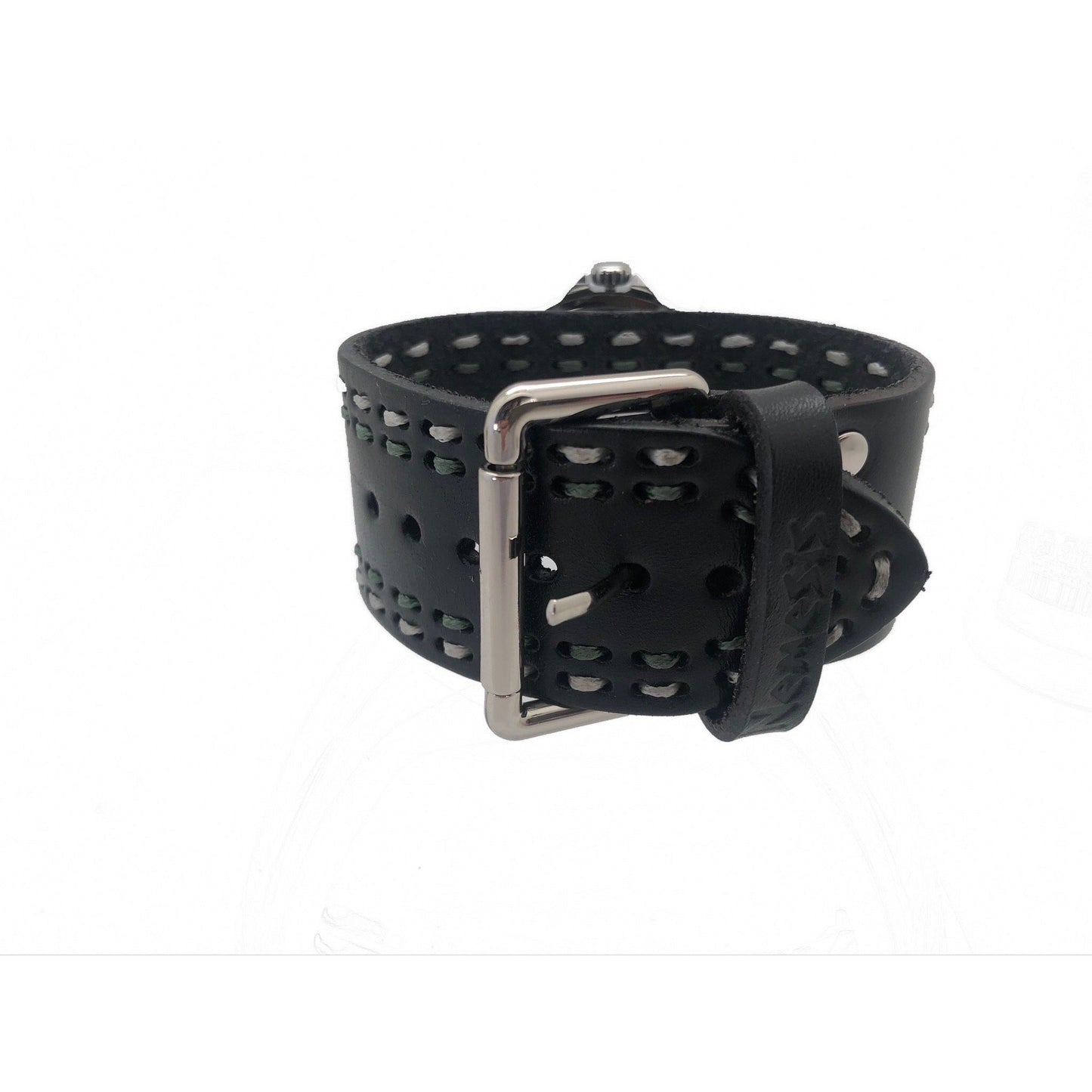 Moonwalker Luminous Black Diver with White Stitched Black Leather Cuff