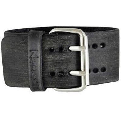 Star Black/Silver Natural Wood Watch with Distressed Black Leather Cuff