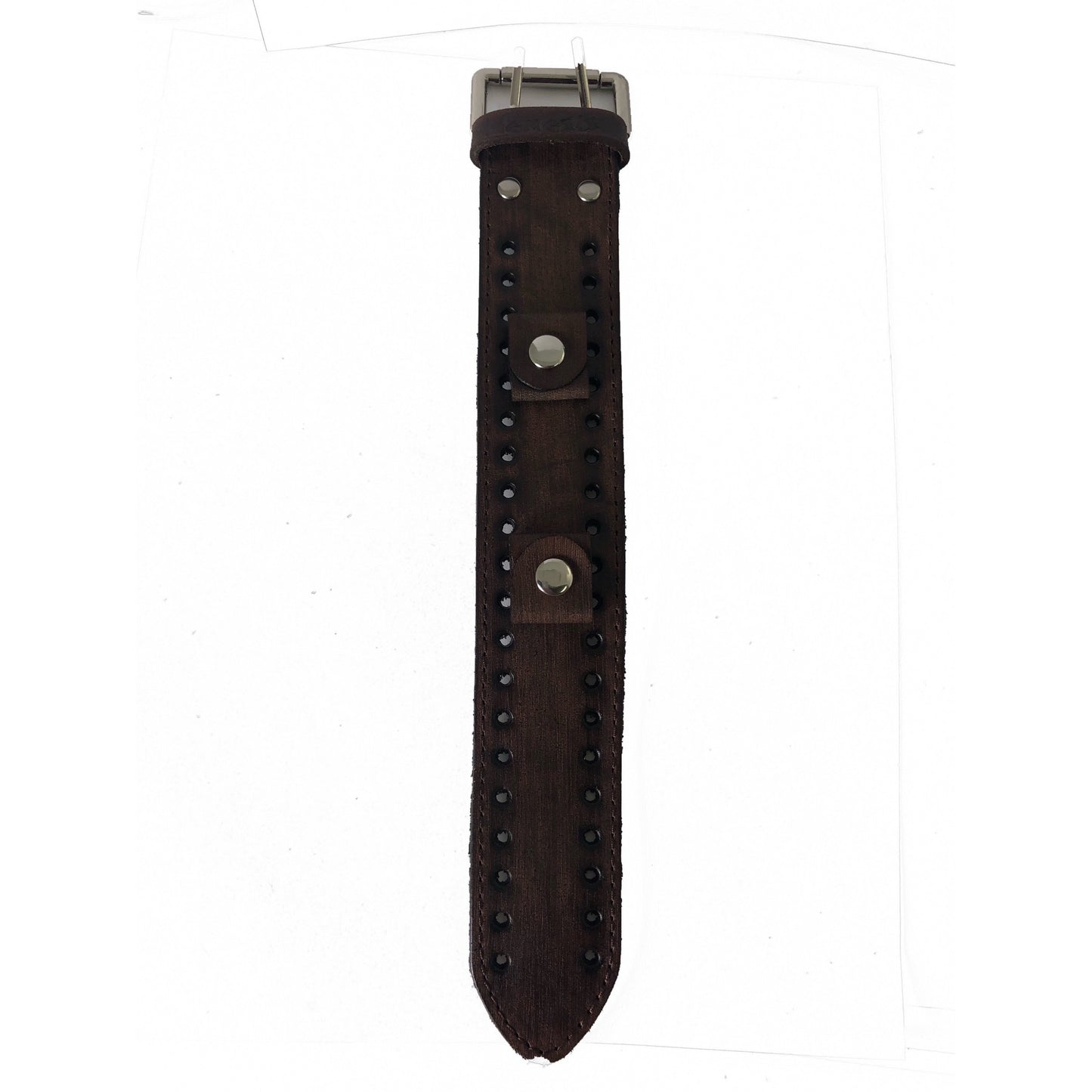 Sully Black/Orange Watch with Stitched Distressed Dark Brown Leather Cuff