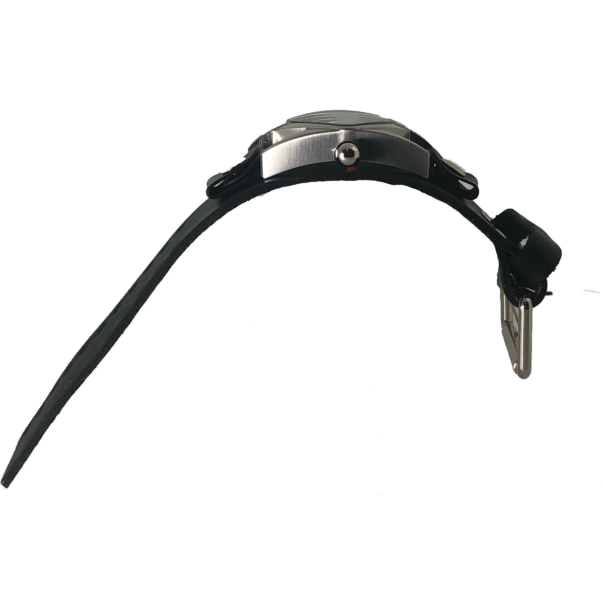 Teardrop Deep Blue Watch with Weaved Black Leather Wide Cuff