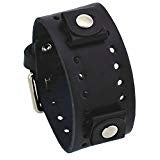 Tourbillon Day/Night Blue and White Hand Watch with Perforated Black Leather Cuff