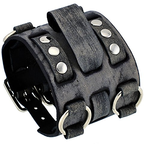 Skull Black Leather Ring