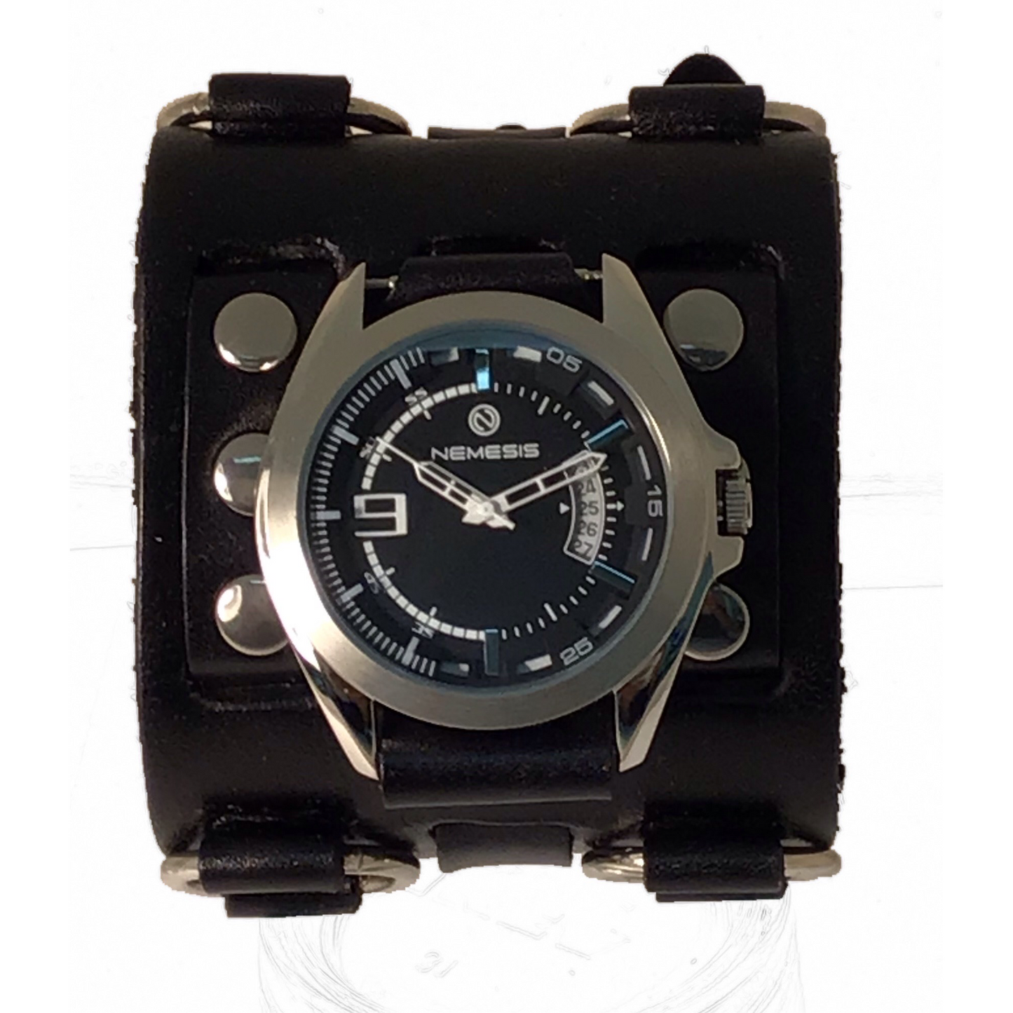 Sully Black/White Watch with Black Leather Triple Strap Cuff