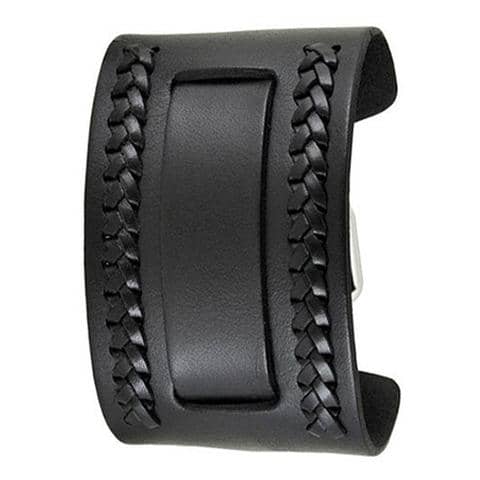 Wide Weaved Leather Cuff Band