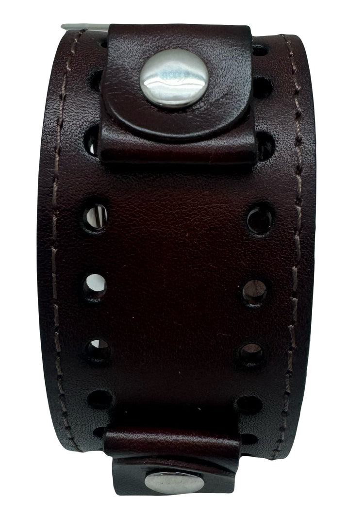 Dark Brown stitch Leather Cuff 1.5 inches wide x 10.5 inches long