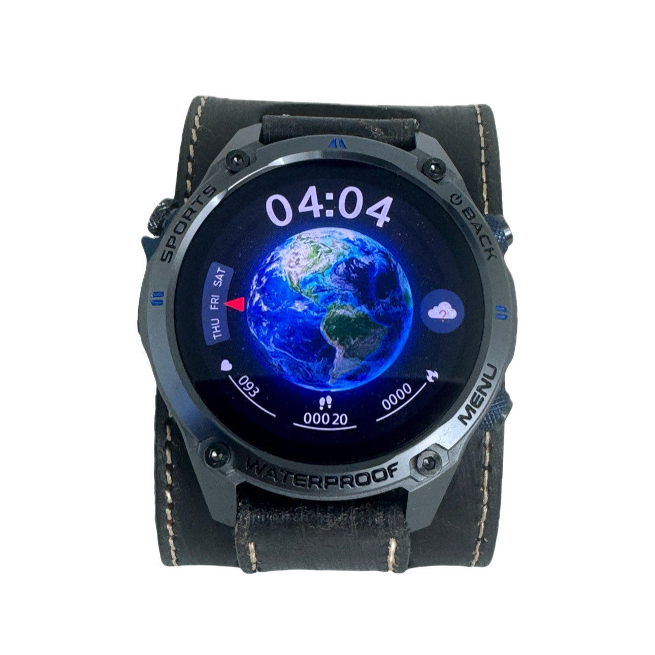 GPS25 Nemesis smart watch with vintage leather cuff band