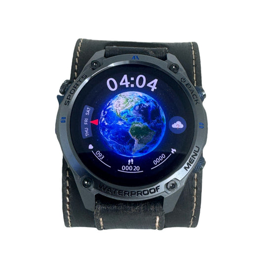 GPS25 Nemesis smart watch with vintage leather cuff band