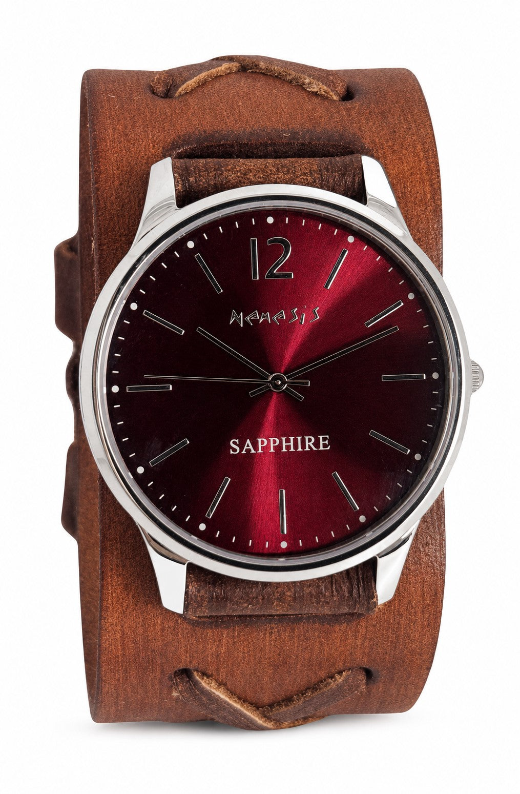 Sapphire Crystal Brown Watch with Brown Leather Cuff BFXB252B