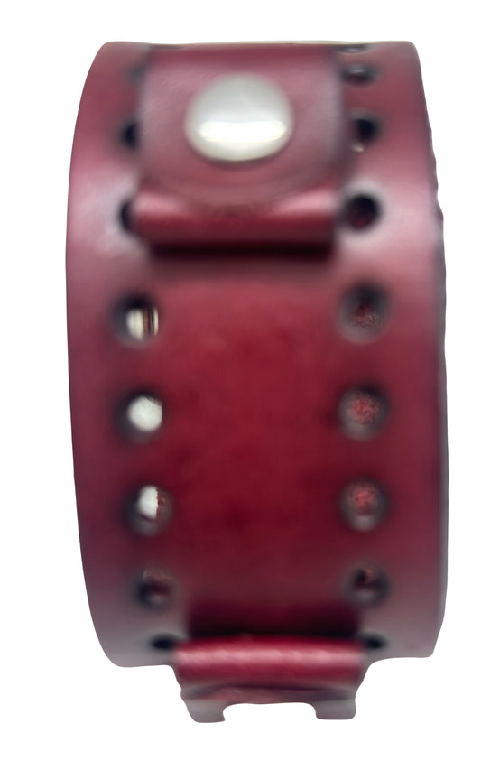 Perforated Bugandy Leather Cuff