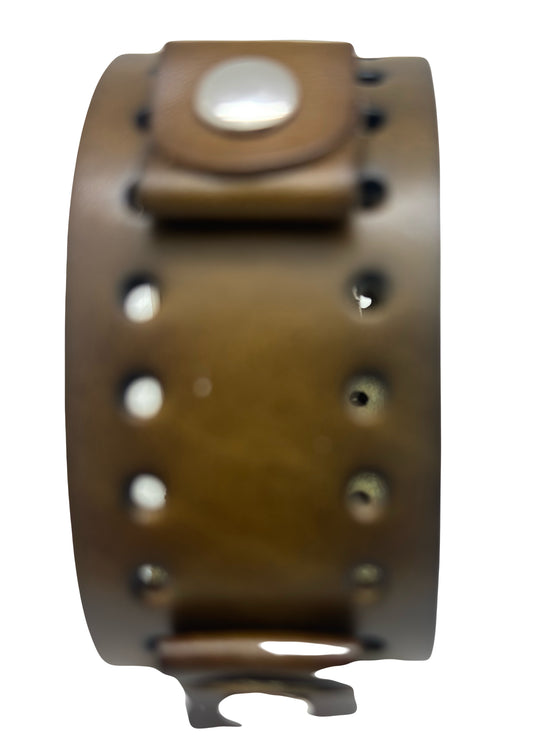 Perforated Khaki Leather Cuff