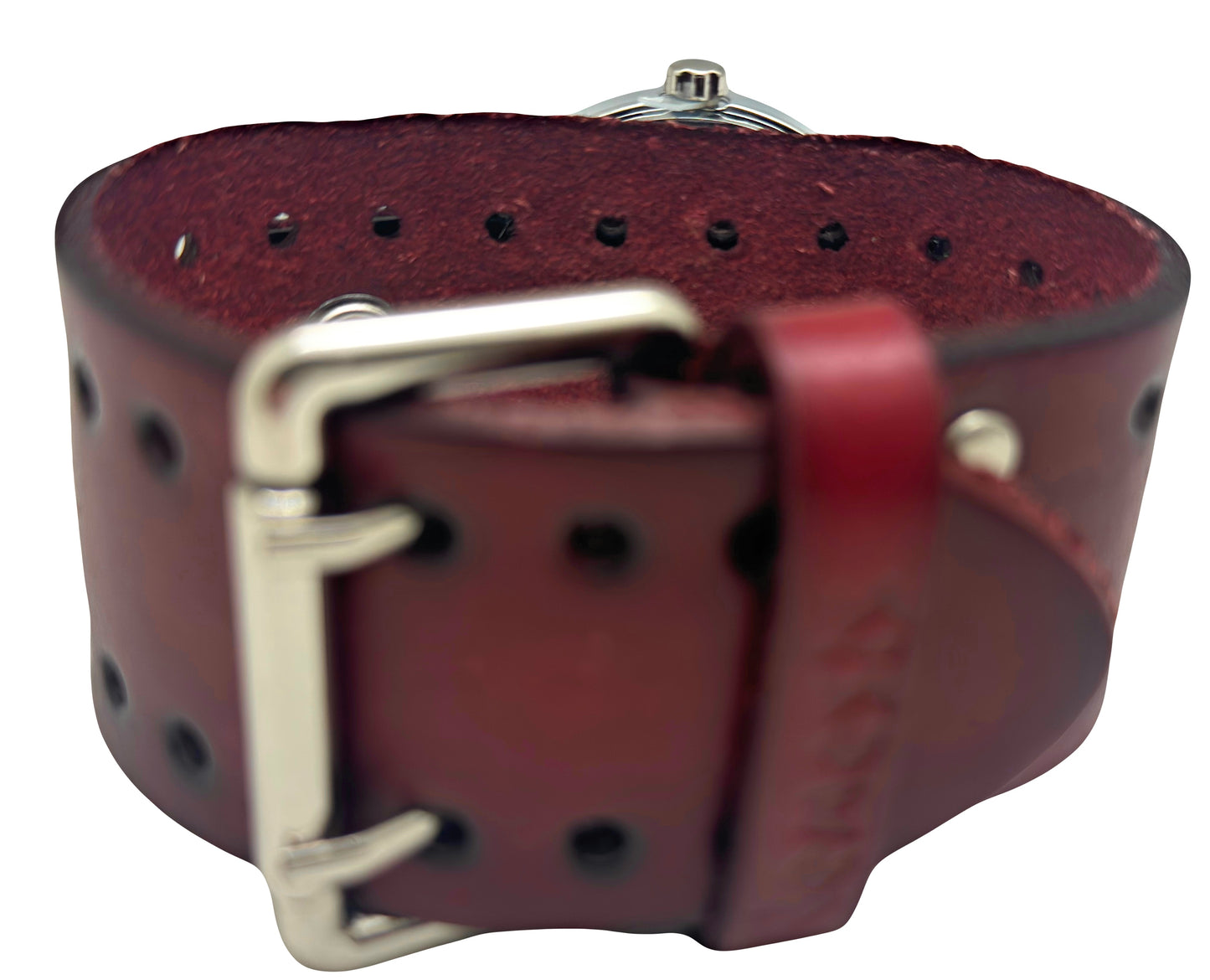 Perforated Bugandy Leather Cuff