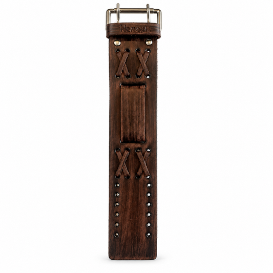 Double X Distressed Brown Leather Cuff VDX-B