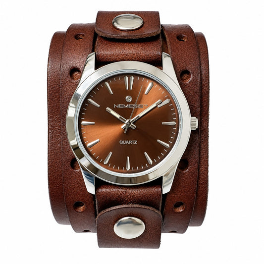 BLWB233S Gala ladies silver watch with Red 2 straps detail leather cuff band 9.5 inches x 1.5 inches wide
