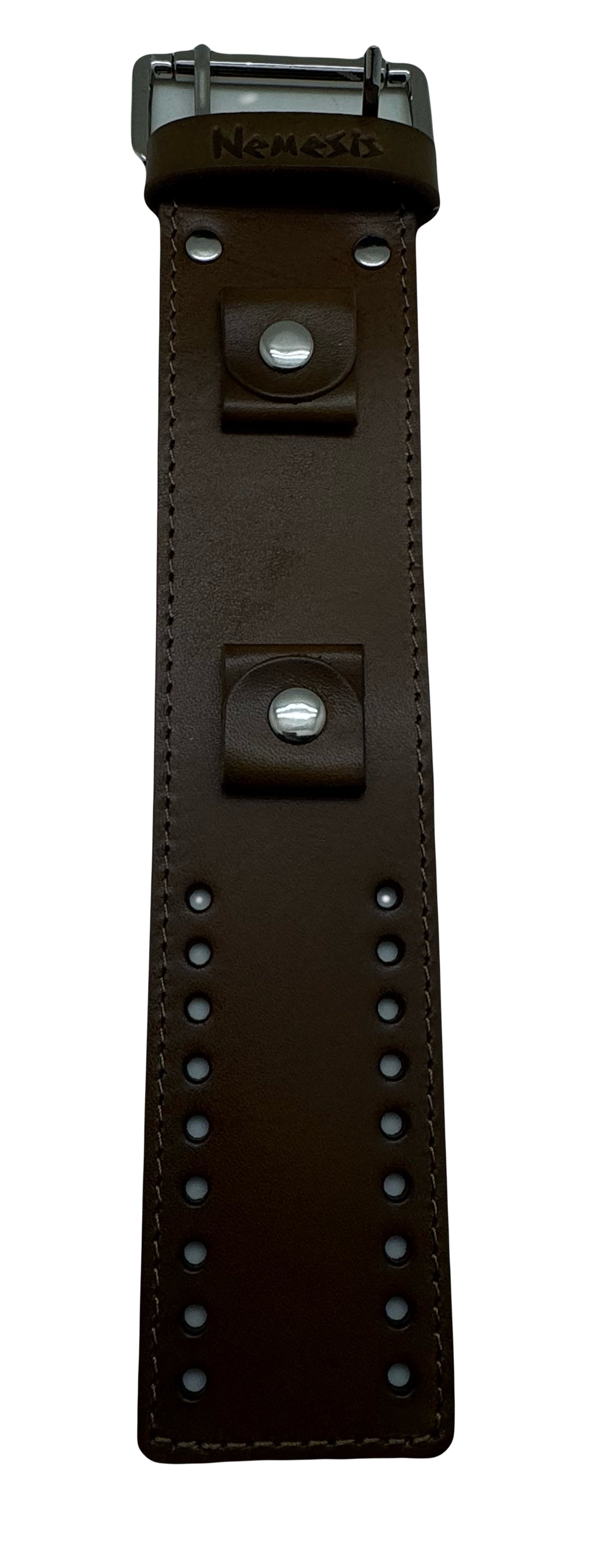 Roman DX Blue Watch with Stitched Dark Leather Wide Cuff
