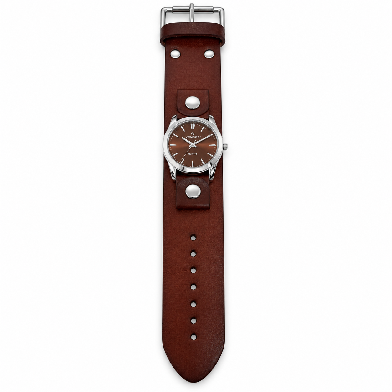 Gala Ladies Black Watch with Brown Leather Cuff DBB223B