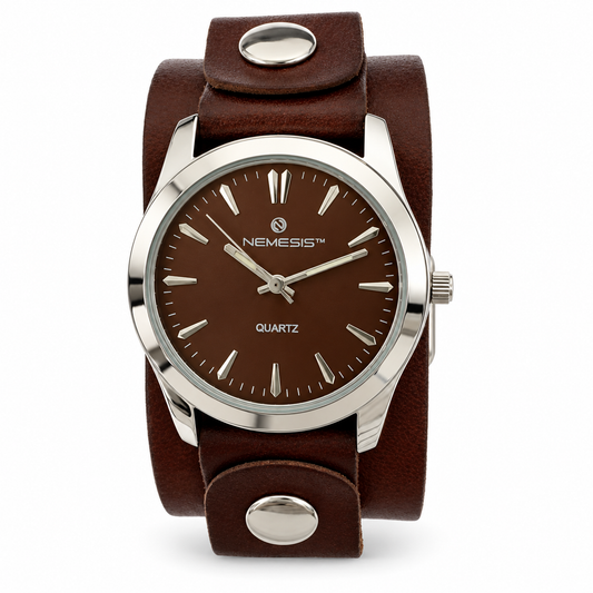 Gala Ladies Black Watch with Brown Leather Cuff DBB223B