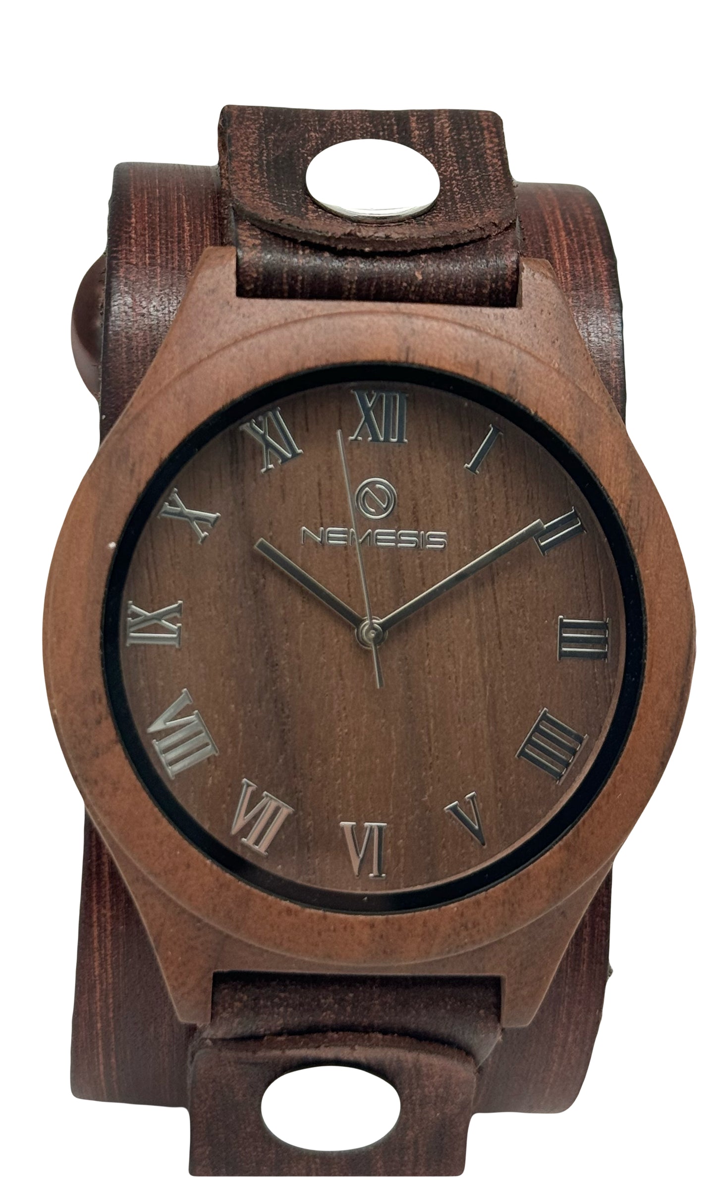 Maple Natural Wood Ladies Watch with Distressed Brown Leather Cuff