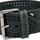 Perforated Distressed Black Leather Cuff