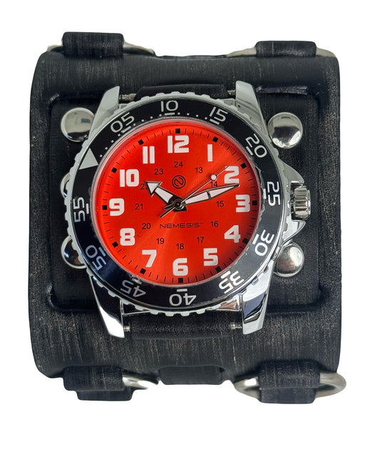Fwb257R Nemesis vintage black 3 strap detail 2.5 inches wild leather cuff